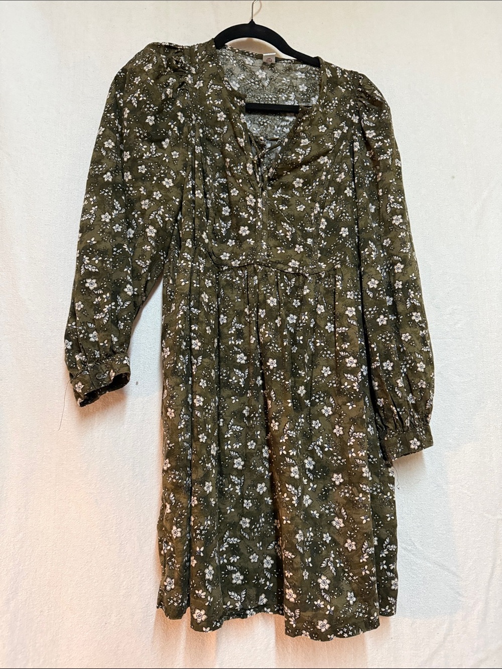 Old Navy Olive Floral V‑Neck Mini Dress